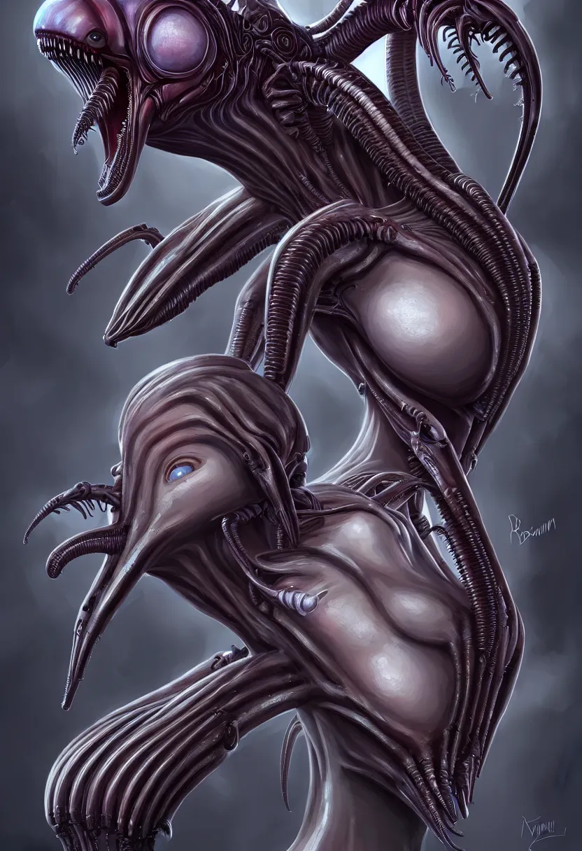 Image similar to beautiful symmetrical xenomorph young woman, aesthetic art, 8 k, high details, digital painting, concept art, matte painting, by bouguereaum, mimmo rottela, paul robertson