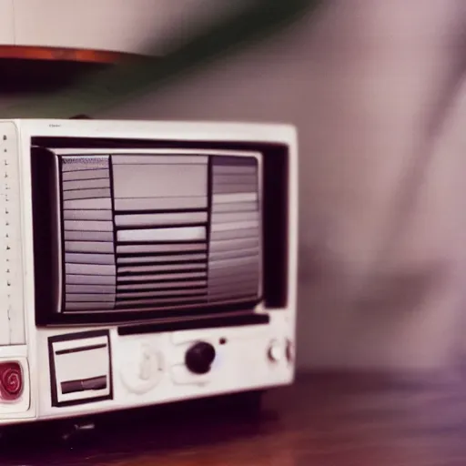 Prompt: a professional studio photograph of a 90s television and VHS combo playing a video (((((((((((((((of clouds))))))))))))))), key light, 50mm, shallow depth of field, no artefacts