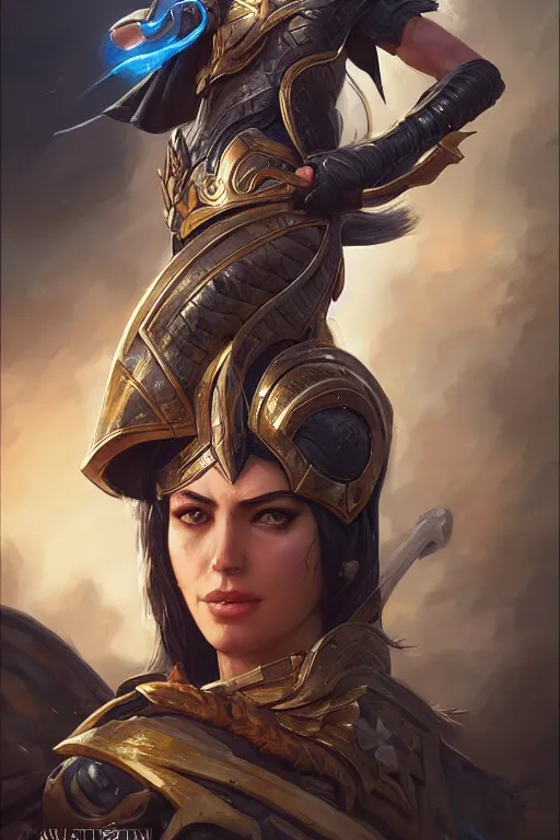 Image similar to amazon valkyrie athena, d & d, fantasy, portrait, highly detailed, headshot, digital painting, trending on artstation, concept art, sharp focus, illustration, art by artgerm and greg rutkowski and magali villeneuve