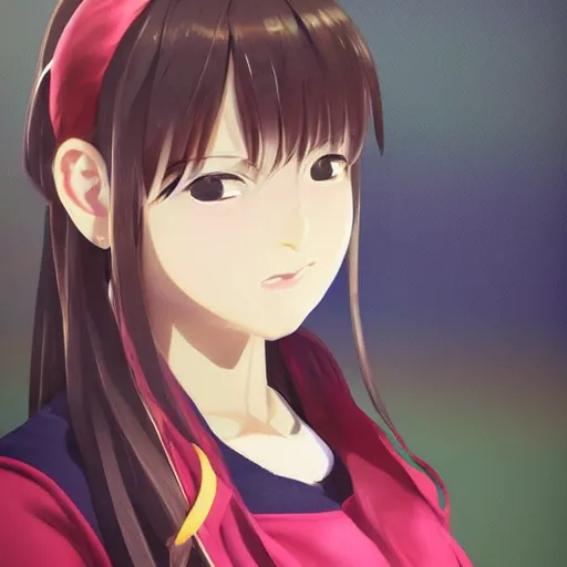 Image similar to a high detail portrait of high school girl by makoto sinkai, in simple background, by CLIP STADIO