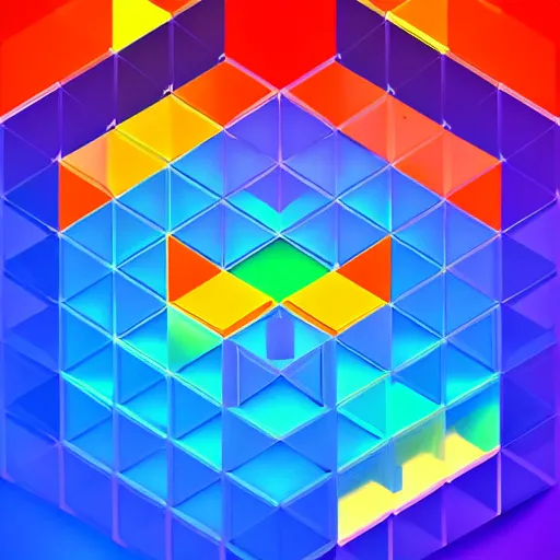 Image similar to transparent cube, isometric, voxels, game art