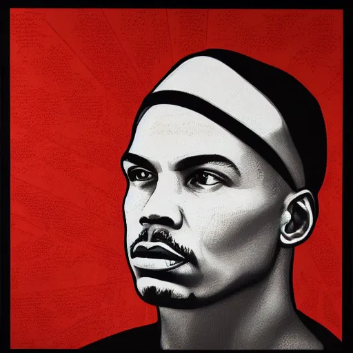 Prompt: Sideview Portrait of Michael Jordan Shepard Fairey