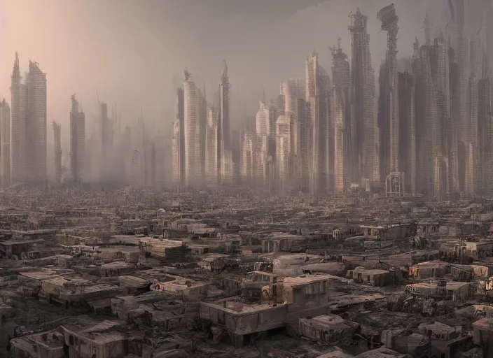 Image similar to polluted city of a dying world, cinematic matte painting