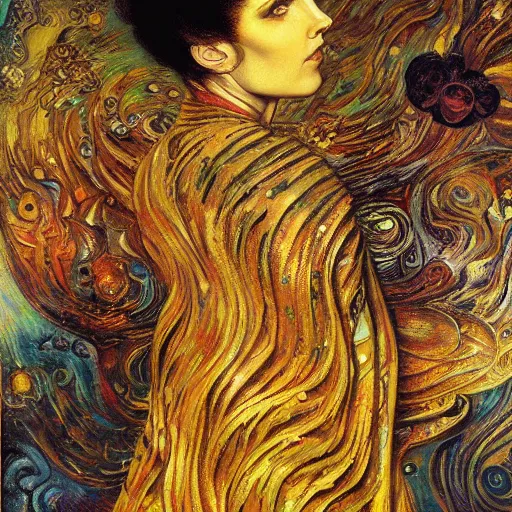 Image similar to Divine Chaos Engine by Karol Bak, Vincent Van Gogh, and Gustav Klimt