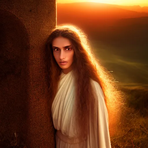 Prompt: photographic portrait of a stunningly beautiful sardinian priestess female in soft dreamy light at sunset, contemporary fashion shoot, by edward robert hughes, annie leibovitz and steve mccurry, david lazar, jimmy nelsson, breathtaking, 8 k resolution, extremely detailed, beautiful, establishing shot, artistic, hyperrealistic, beautiful face, octane render