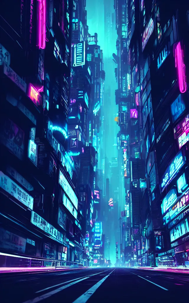 Prompt: concept art of a magnificent dark neon futuristic cyberpunk city bustling street at night cyberart in the style of liam wong in the film akira rendered in octane, 3 d render, trending on cgsociety, blender 3 d