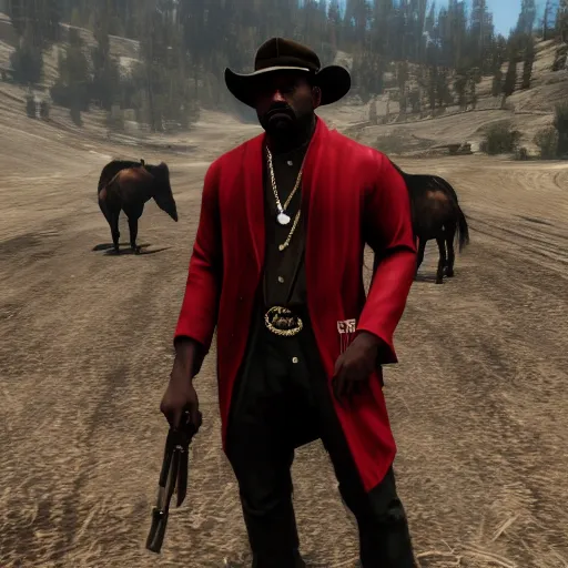Prompt: kanye west in red dead redemption 2, game screenshot