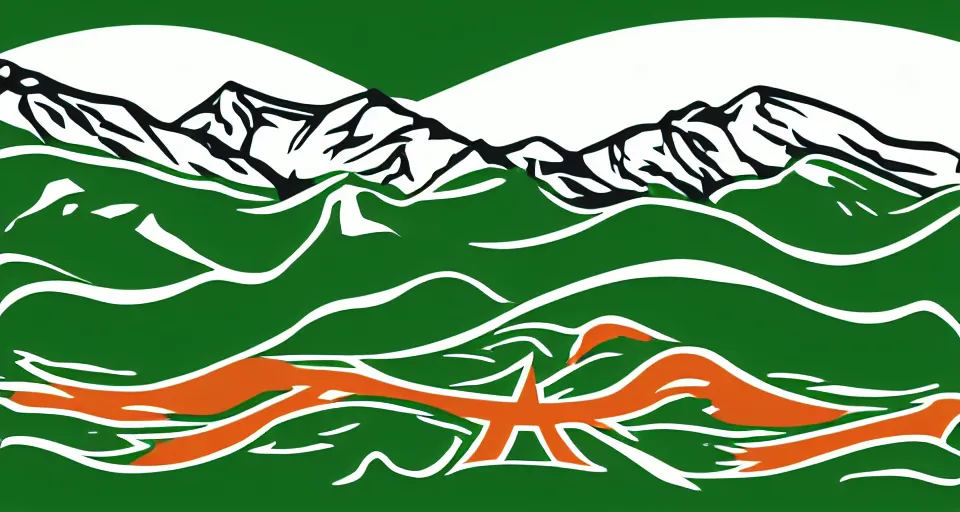 Prompt: A flag representing the Salmon River mountain valley, vector graphic, vexillology, heraldry,