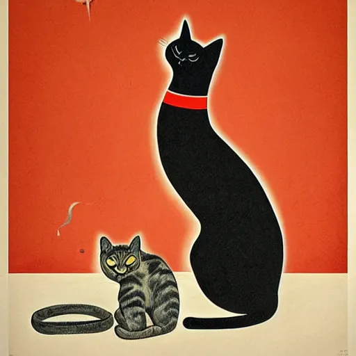 Prompt: cat in a soviet union propaganda poster