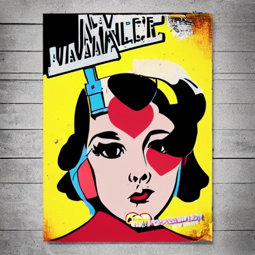 Image similar to individual cute ada lovelace silk screen butcher billy style