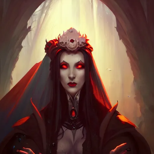 Prompt: a portrait of a bride of dracula, concept art by pete mohrbacher and wlop and artgerm and guweiz, digital art, highly detailed, intricate, sci - fi, sharp focus, trending on artstation hq, deviantart, unreal engine 5, 4 k uhd image