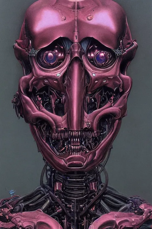 Prompt: death robot, portrait by wayne barlowe