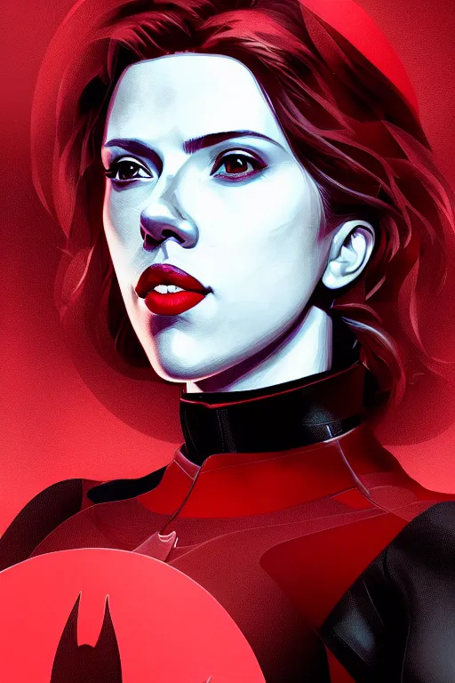 Image similar to portrait of scarlett johansson as batwoman. intricate abstract. intricate artwork. by tooth wu, wlop, beeple, dan mumford. octane render, trending on artstation, greg rutkowski very coherent symmetrical artwork. cinematic, hyper realism, high detail, octane render, 8 k