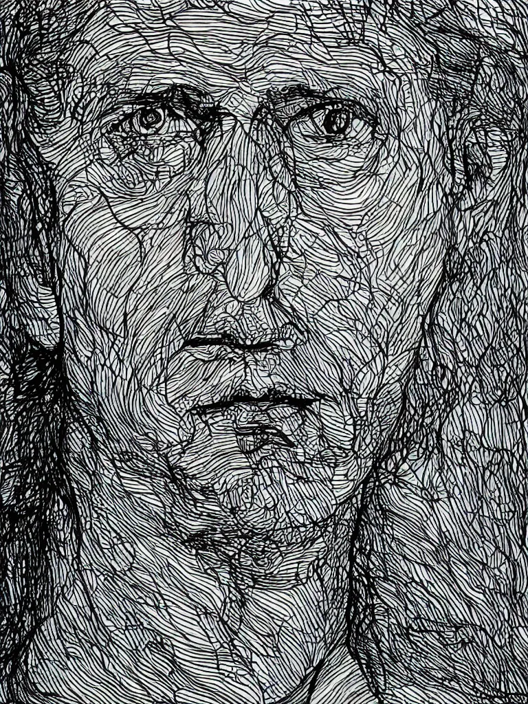 Prompt: wire lineart lineography bold lines portrait of hermann hesse.