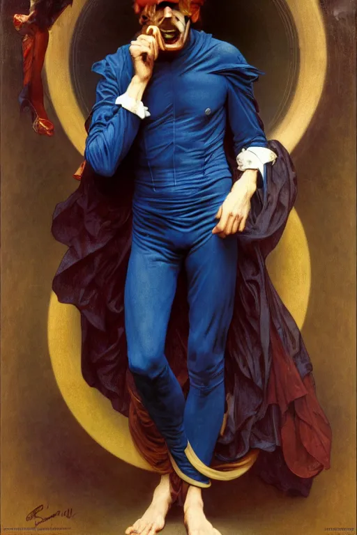 Image similar to david bowie as Screaming' Lord Byron, blue jean, J.C leyendecker, alphonse mucha ,William-Adolphe Bouguereau, yoshitaka amano , high resolution, hd, 4k