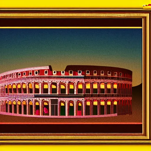 Image similar to roman coliseum, epic retrowave art, trending on art station