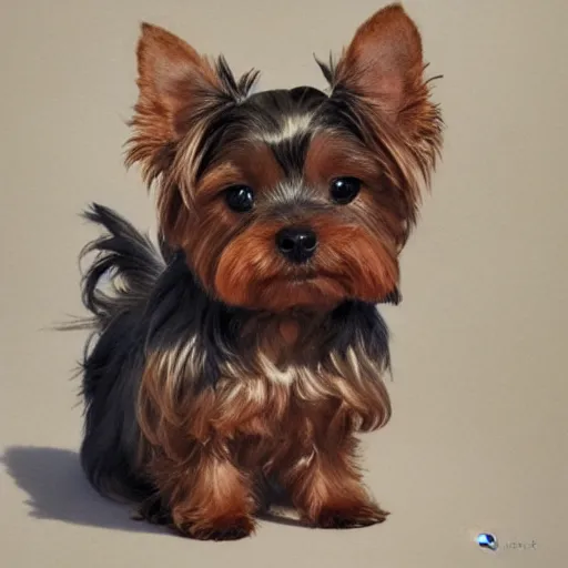 Image similar to teacup yorkshire terrier sitting on teacup, in teacup portrait art by donato giancola and greg rutkowski, realistic face, digital art, trending on artstation, symmetry