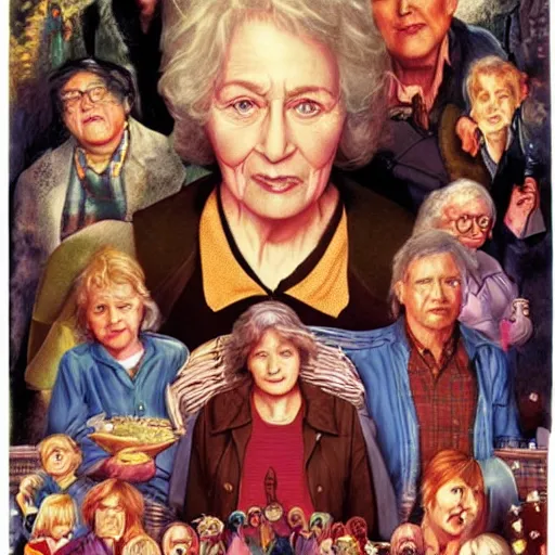 Prompt: Poster for the movie Grandma released in 1986 illustrated by Drew Struzan