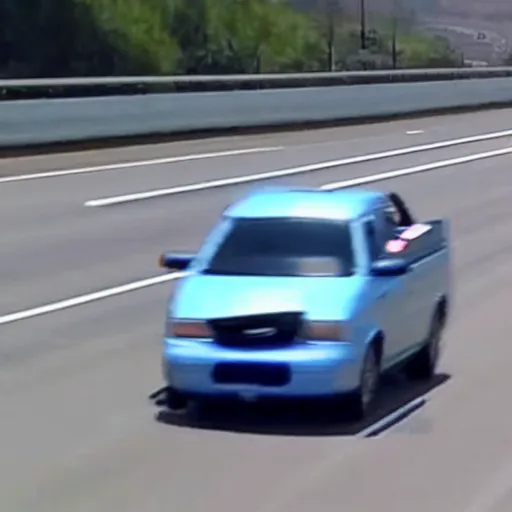 Prompt: live cctv footage of funny car on highway