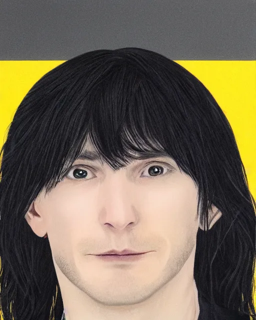 Prompt: photo portrait of a 3 2 - year - old man wearing black clothes, snape severus, with black, greasy, mid - length hair, hooked nose, dark brown eyes, yellow uneven teeth, by mario testinohyper realistic face, beautiful eyes, hyper detailed, smooth