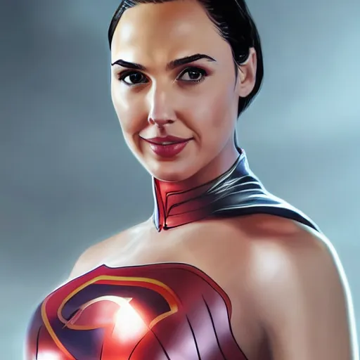 Prompt: an potrait of gal gadot cast of power girl, photorealistic, high detail, full body shot.