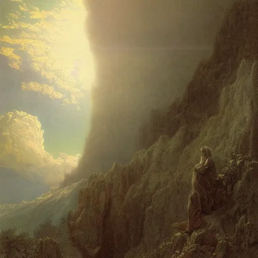 Image similar to posterior gustave dore solace creation by bryan christie 8 k albert bierstadt