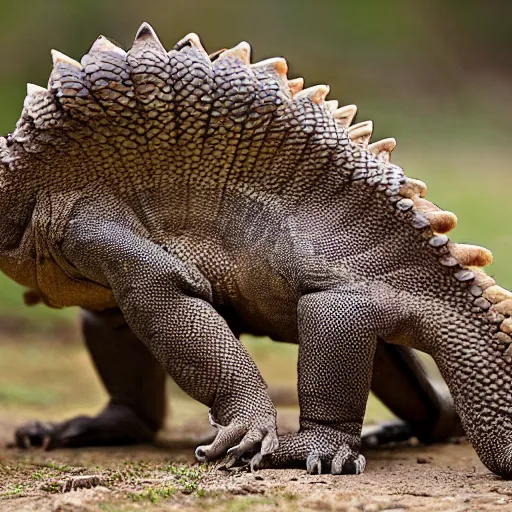Image similar to a hybrid between a komodo-dragon and a pangolin, national geographic file-photo, photography