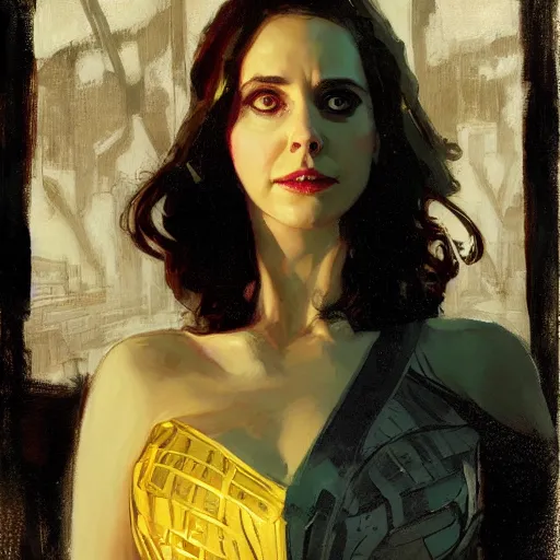 Image similar to alison brie as loki, intricate, elegant, highly detailed, greg manchess, mucha, liepke, ruan jia, jeffrey catherine jones, ridley scott