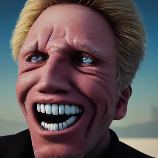 Prompt: centered detailed portrait of a caricature of Gary Busey by Alina Ivanchenko,Alessio Albi and Shin JeongHo, shot on 70mm, unreal engine