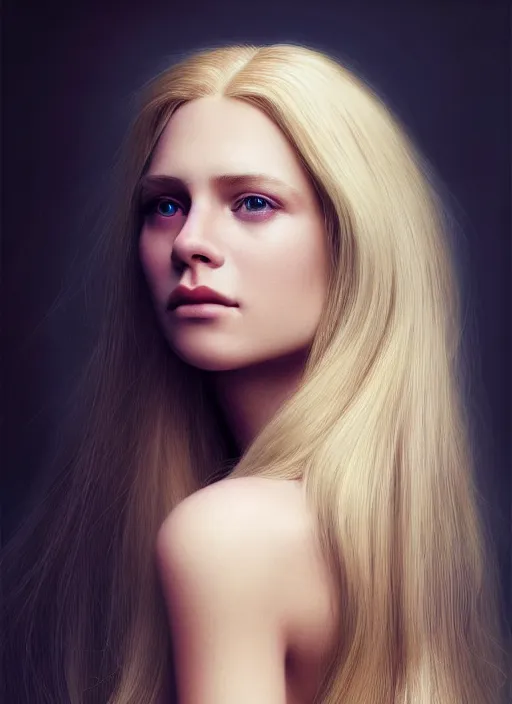 Prompt: a gorgeous girl with long blonde hair, photo by annie leibovitz, realistic, full body shot, wide angle, sharp focus, 8 k high definition, insanely detailed, intricate, elegant, art by stanley lau and artgerm, floating embers