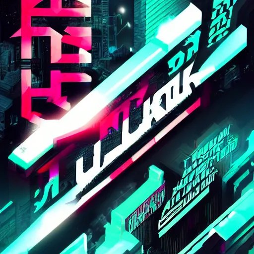 Image similar to demo poster of a stylized font, cyberpunk, behance, hd