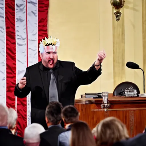 Image similar to President Guy Fieri giving State of the Union Address, press photo