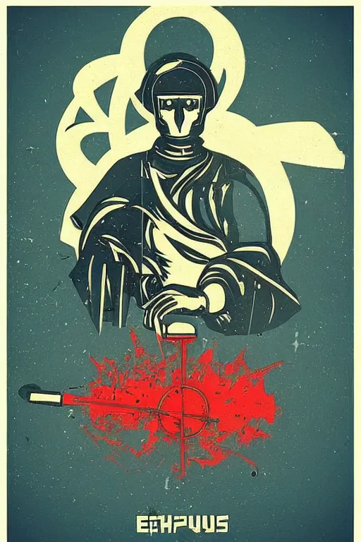 Prompt: “XP Deus metal detector. Soviet propaganda poster in the style of Dmitry Moor”