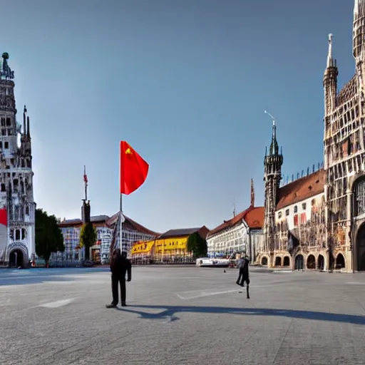 Prompt: hyperrealistic image of chinese spaceship landing in munich germany