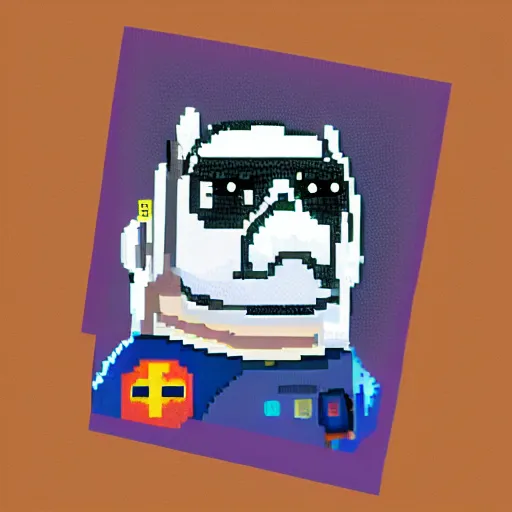 Image similar to pixel art, highly detailed, astronaut pug in space.