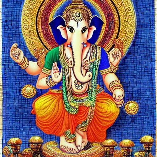 Image similar to a beautiful mosaic of the god ganesh