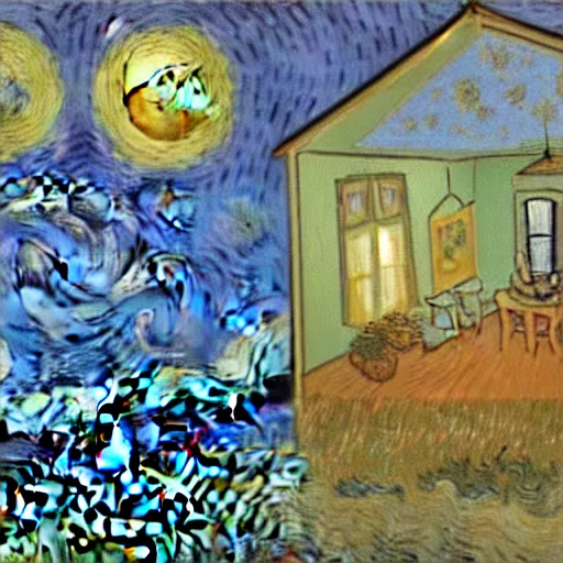 Image similar to vincent van gogh!!!! with a iphone in his hand, illustrated by vincent van gogh, 4 k, 8 k, photorealistic imagery