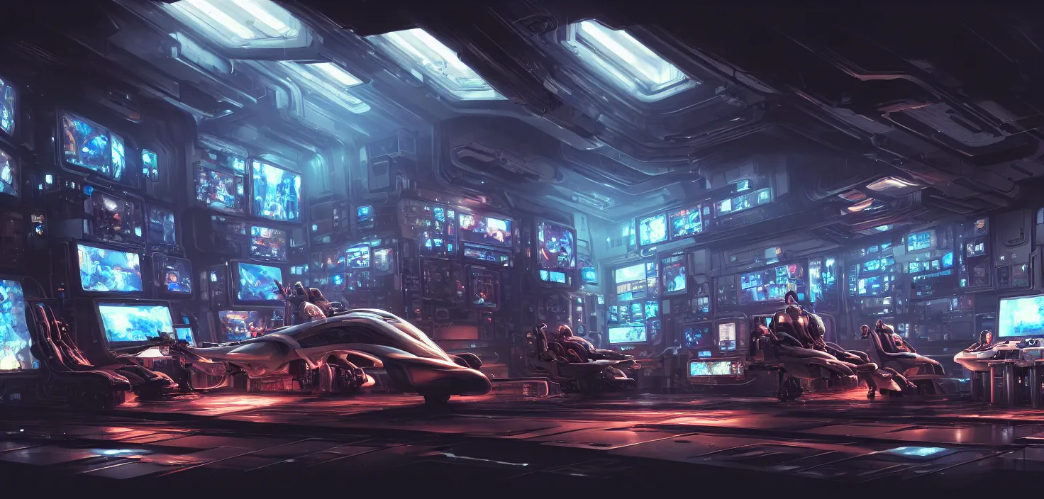 Image similar to a hyper detailed octane render concept art by xision wu, kerem beyit, sandara tang portrait of cyberpunk panel control spaceship room, dim lighting, detailed portraits, unreal engine 5, highly rendered,, digital painting, artstation, concept art, smooth, sharp focus perfect horizontal, symmetry illustration, detailed and intricate environment artstation hq