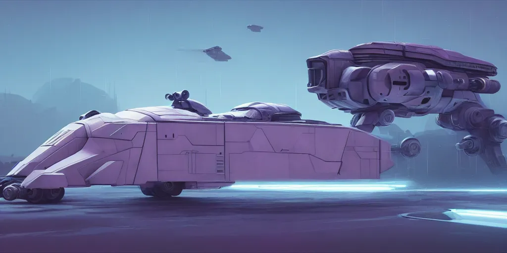 Image similar to Hard Surface Shape Form Exploration, Detailed, 8k, sci-fi, pastel colors, props, panel, concept, simon stalenhag ,syd mead, vehicle, speeder, parts,modular, insane detail, spaceship , complex geometry, mega collection, Star Wars