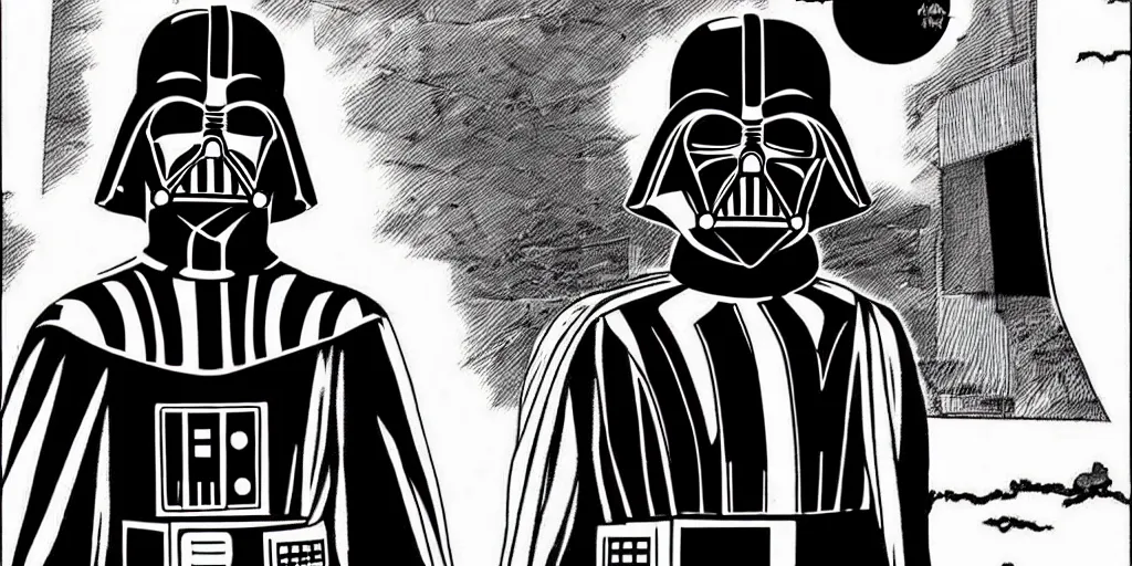 Prompt: darth vader, by junji ito