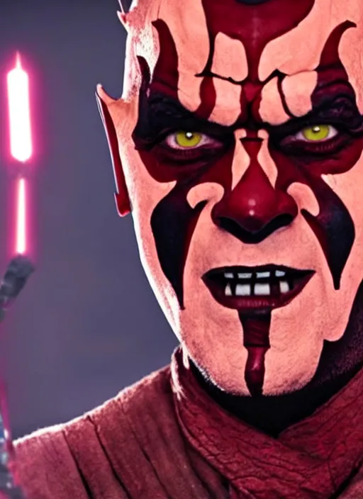 Image similar to film still of jack nicholson as darth maul in the new star wars movie, 4 k