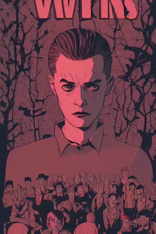 Prompt: Twin Peaks comic artwork cover by Tomer Hanuka