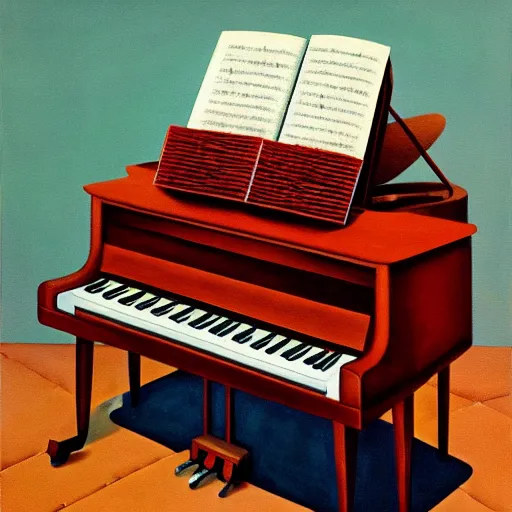 Prompt: a surreal painting of a piano which is literally self-consuming and forming a loop of itself, 4k, hd, ultra realistic, high quality