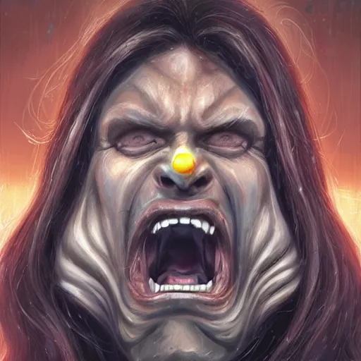 Image similar to crazy long haired man screaming in a star wars cantina, digital painting, award - winning sci - fi on art station, artgerm