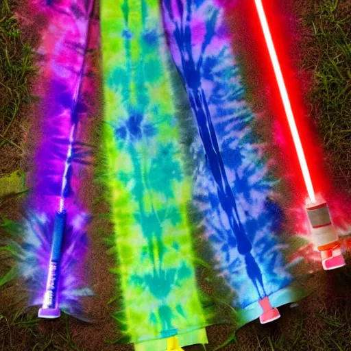 Image similar to a light saber made of tie dye colors inside