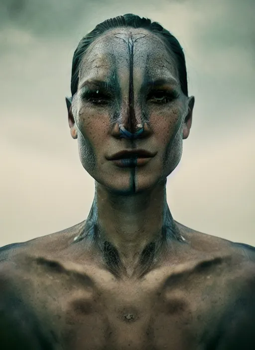 Prompt: closeup portrait of a human dragon hybrid, depth of field, zeiss lens, detailed, symmetrical, centered, fashion photoshoot, by Annie Leibovitz and Steve McCurry, David Lazar, Jimmy Nelsson, Breathtaking, 8k resolution, extremely detailed, beautiful, establishing shot, artistic, hyperrealistic, beautiful face, octane render