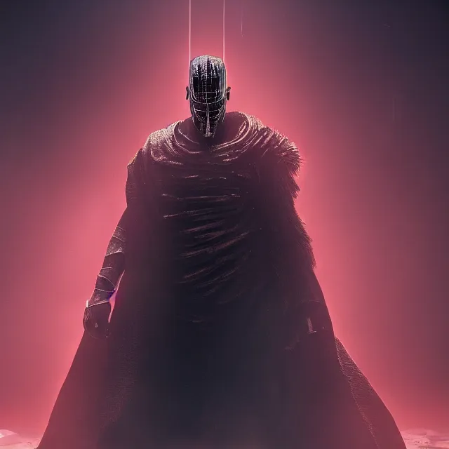 Image similar to kanye yeezus reimagined as a boss in dark souls, dark cinematic, volumetric, realistic, 3 d render, cinematic lighting, ray tracing, unreal engine 5, unreal engine render, octane render, hyper realistic, photo, 8 k