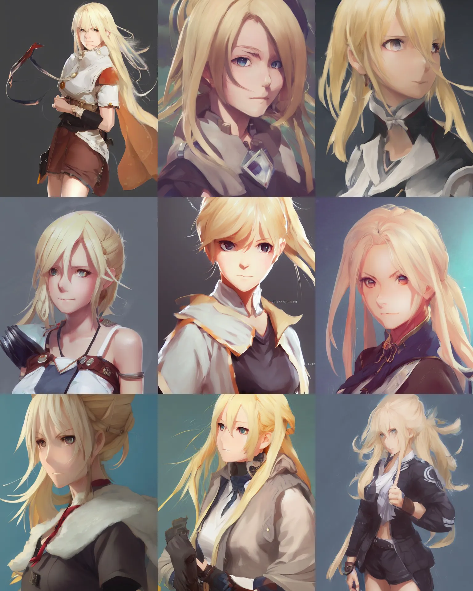 Prompt: a jrpg female protagonist with big round eyebrows and blonde hair by krenz cushart, detailed, trending on artstation, pixiv