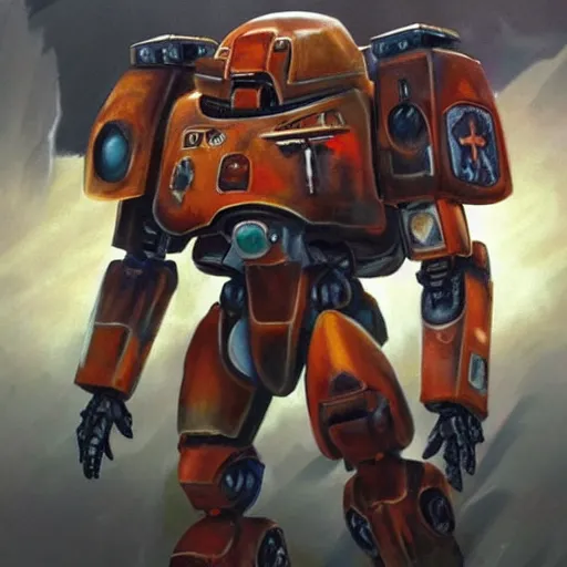 Image similar to a tau battlesuit from warhammer 40k, artstation hall of fame gallery, editors choice, #1 digital painting of all time, most beautiful image ever created, emotionally evocative, greatest art ever made, lifetime achievement magnum opus masterpiece, the most amazing breathtaking image with the deepest message ever painted, a thing of beauty beyond imagination or words