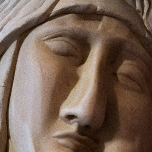 Image similar to pieta face close up in shape of clouds